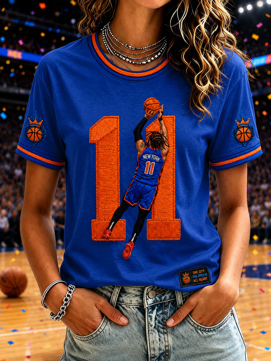 Women's Classic Basketball Fan Graphic Print Short Sleeve T-shirt