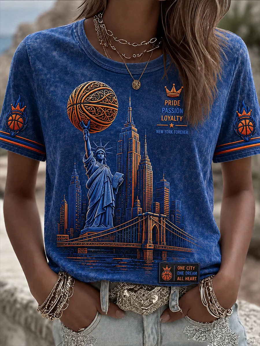 Women's Classic Basketball Fan Graphic Short Sleeve T-shirt - Image 3