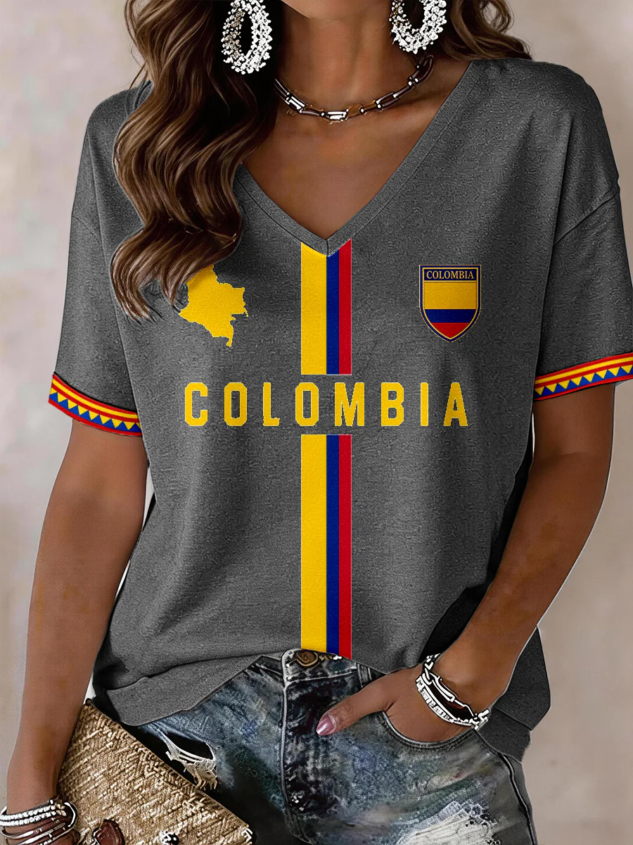 Women's Colombia V-Neck T-Shirt - Image 3