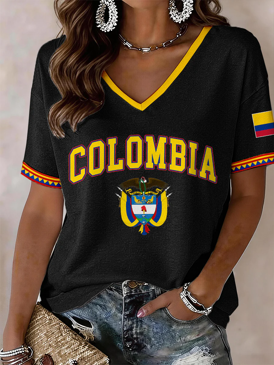 Women's Colombia V-Neck T-Shirt - Image 2
