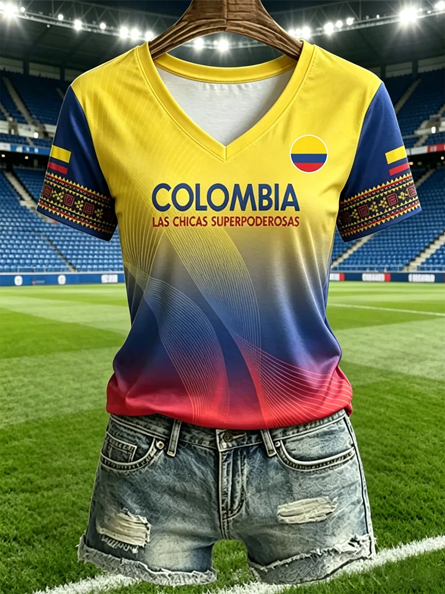 Women's Colombian football casual T-shirt