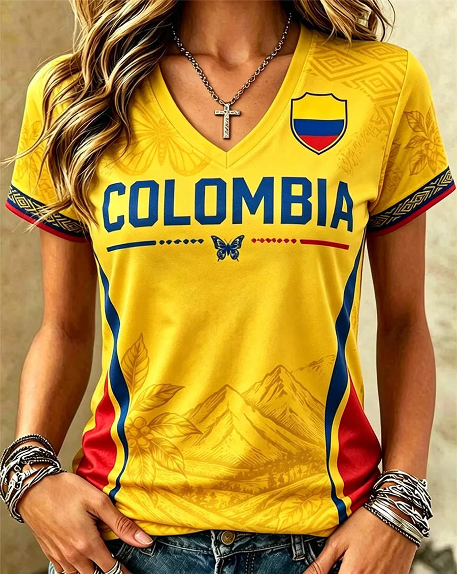 Women's Colombian football casual T-shirt