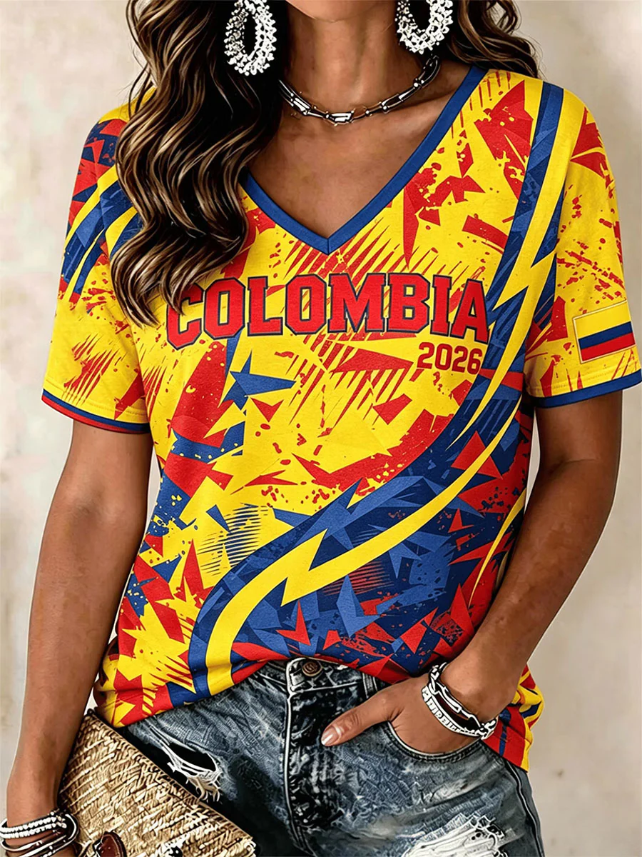 Women's Colombian football casual T-shirt - Image 2
