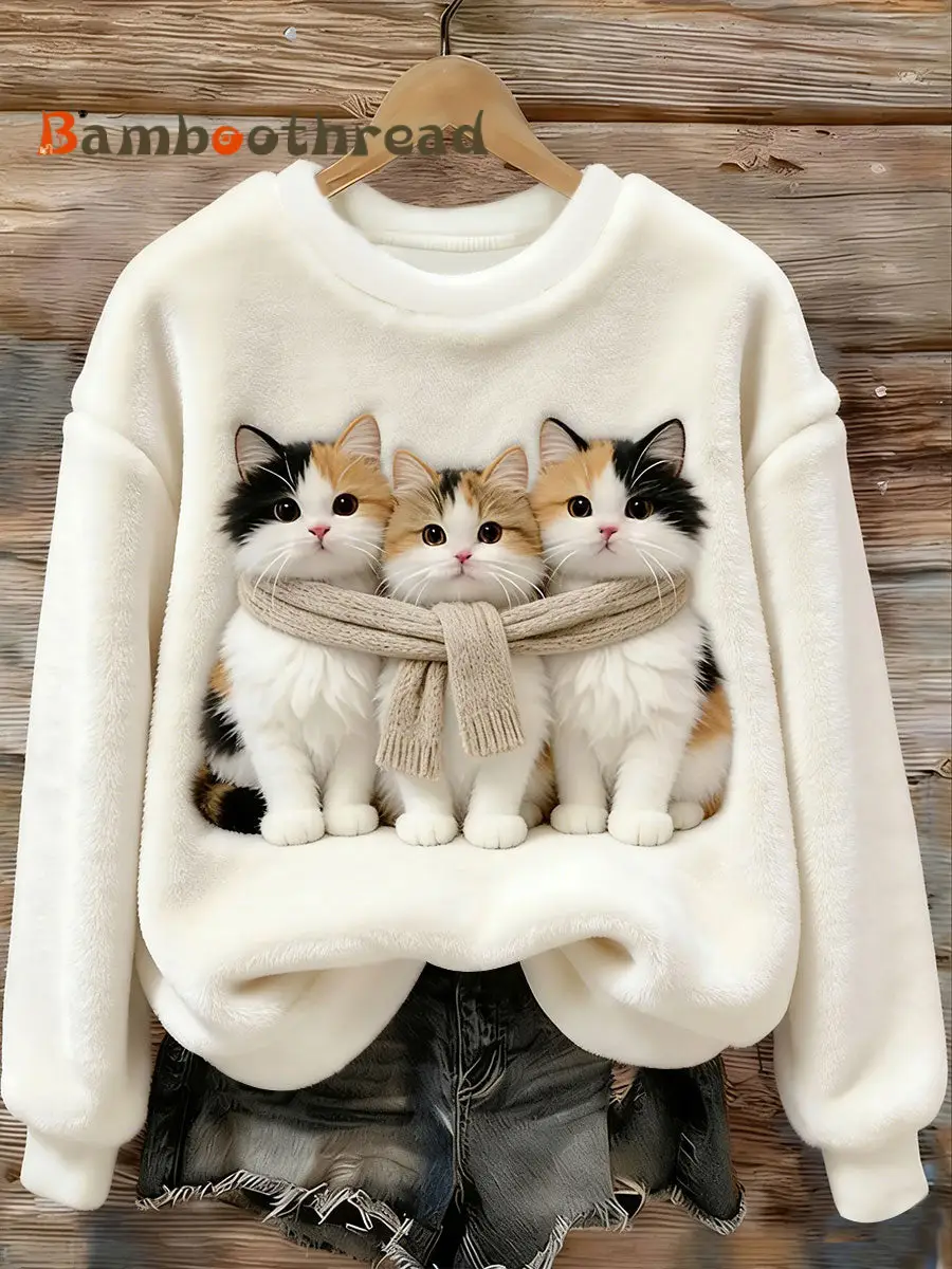 Women's Cute Cats Flannel Sweatshirt
