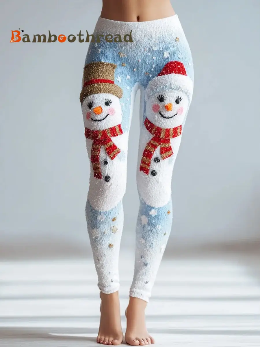 Women's Cute Christmas Snowman Pattern Leggings