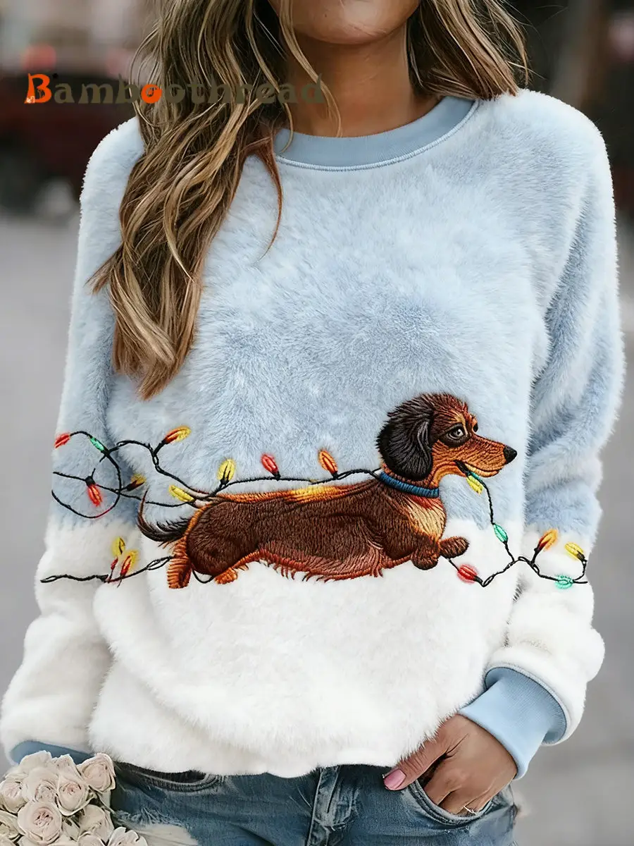 Women's Cute Dog Flannel Hoodie