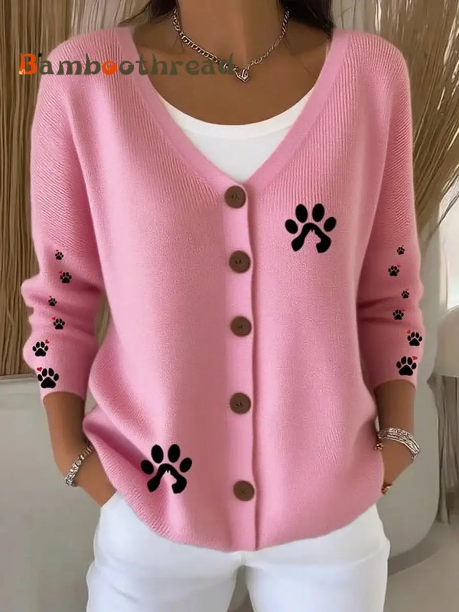 Women's Cute Dog Print Casual Cardigan - Image 3