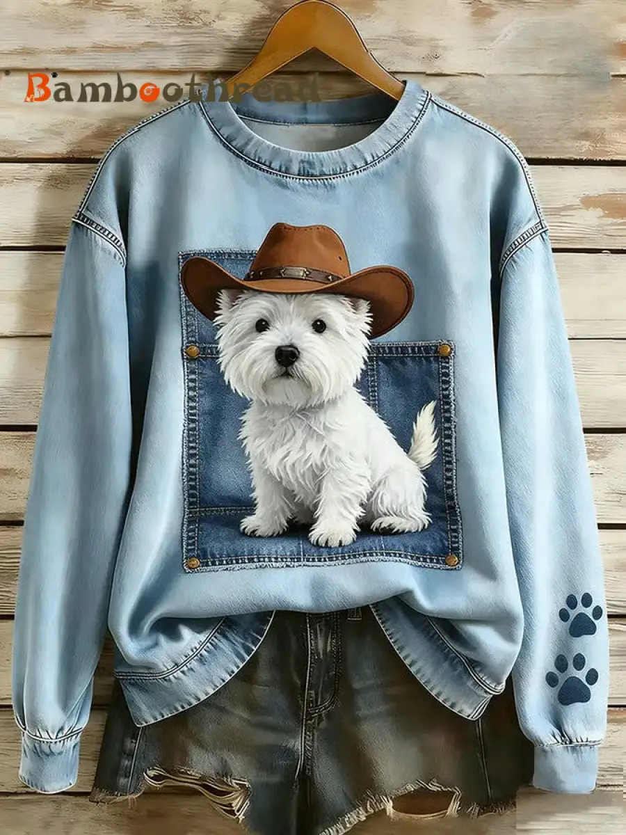 Women's Dog Art Printed Sweatshirt