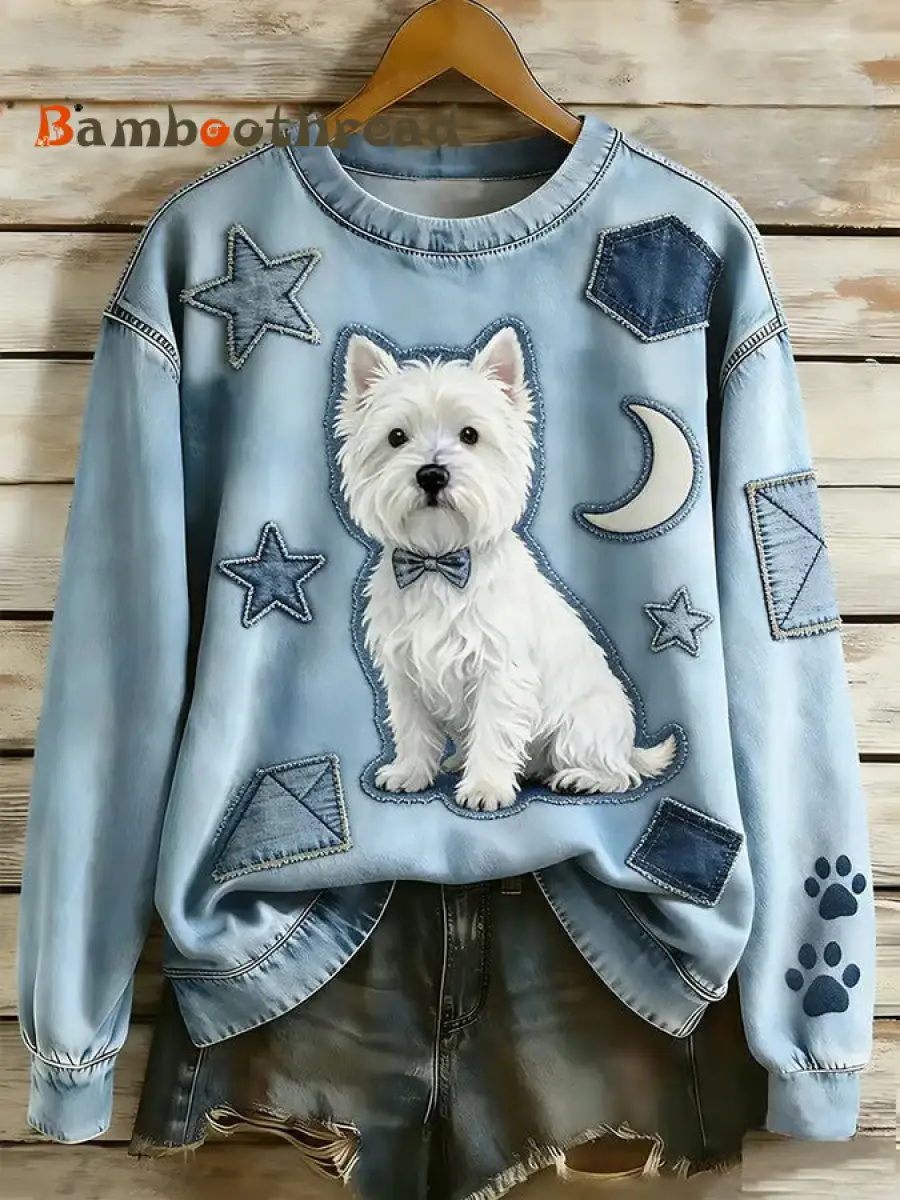 Women's Dog Art Printed Sweatshirt