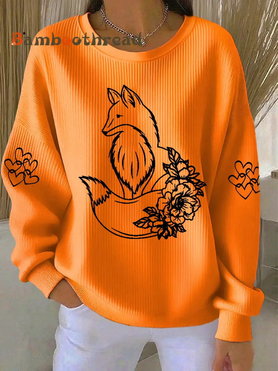 Women's Fox Print Casual Sweatshirt - Image 5