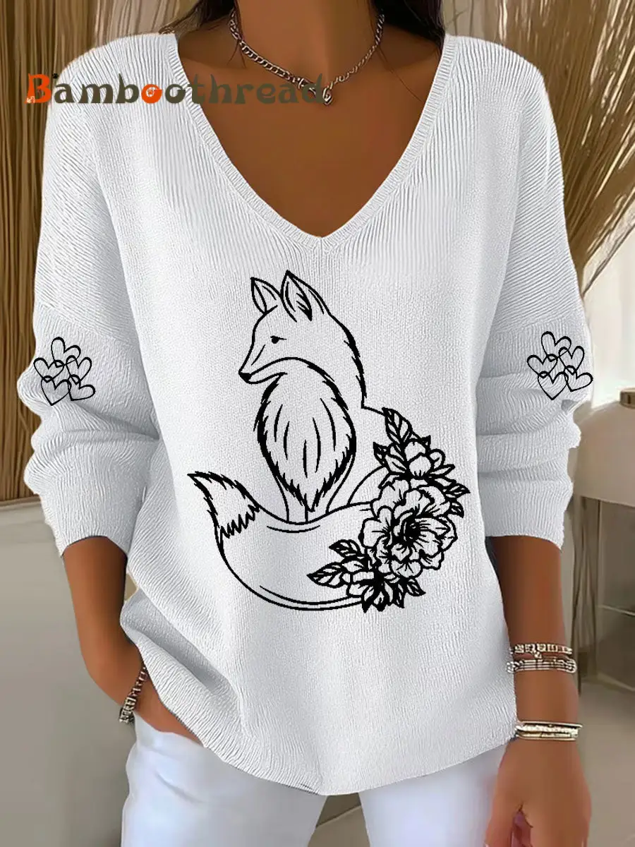 Women's Fox Print Casual Top - Image 2
