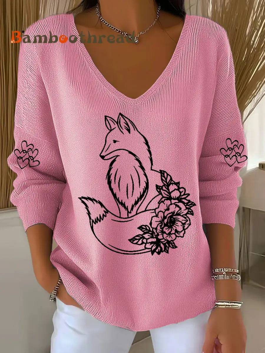 Women's Fox Print Casual Top - Image 3