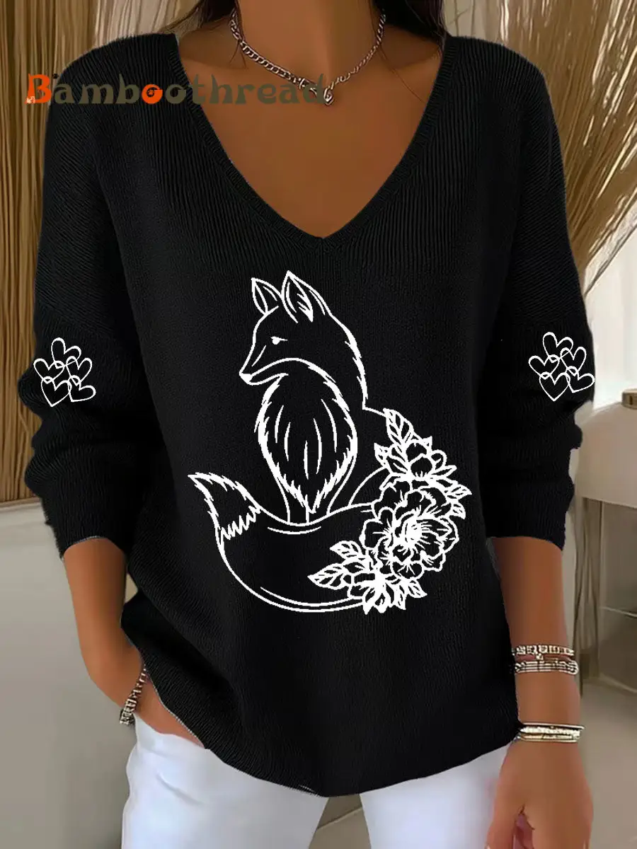 Women's Fox Print Casual Top - Image 4