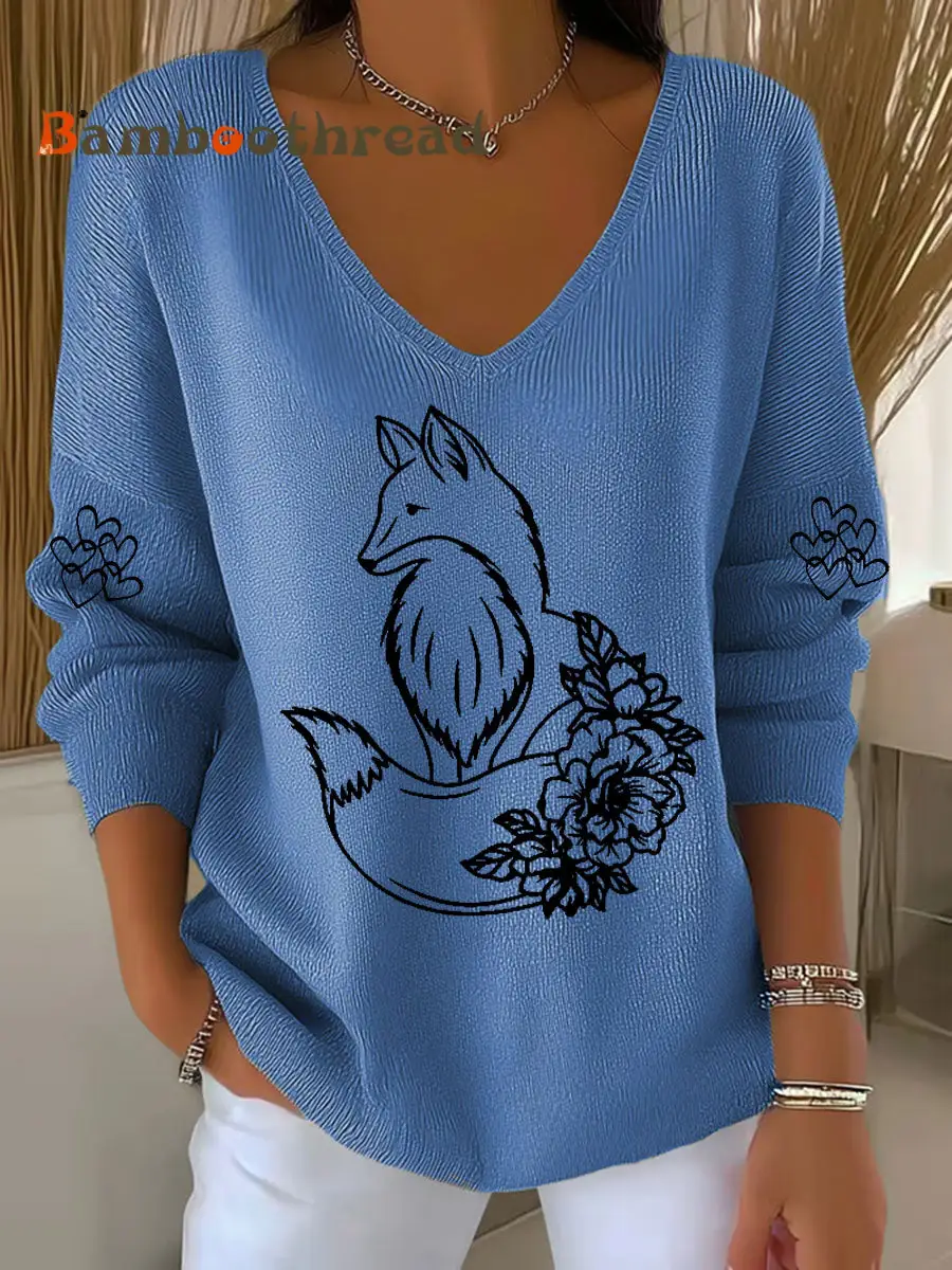 Women's Fox Print Casual Top - Image 5