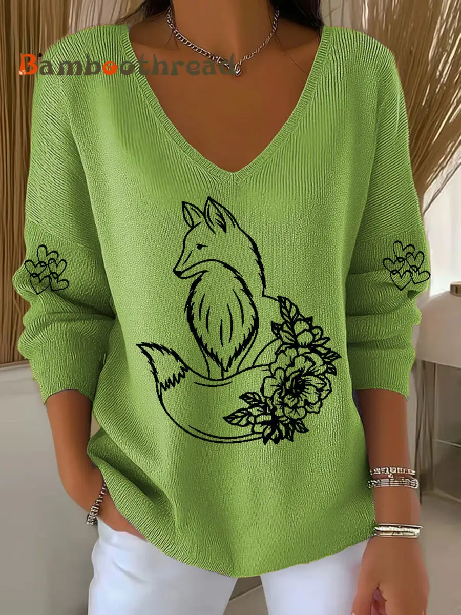 Women's Fox Print Casual Top - Image 6
