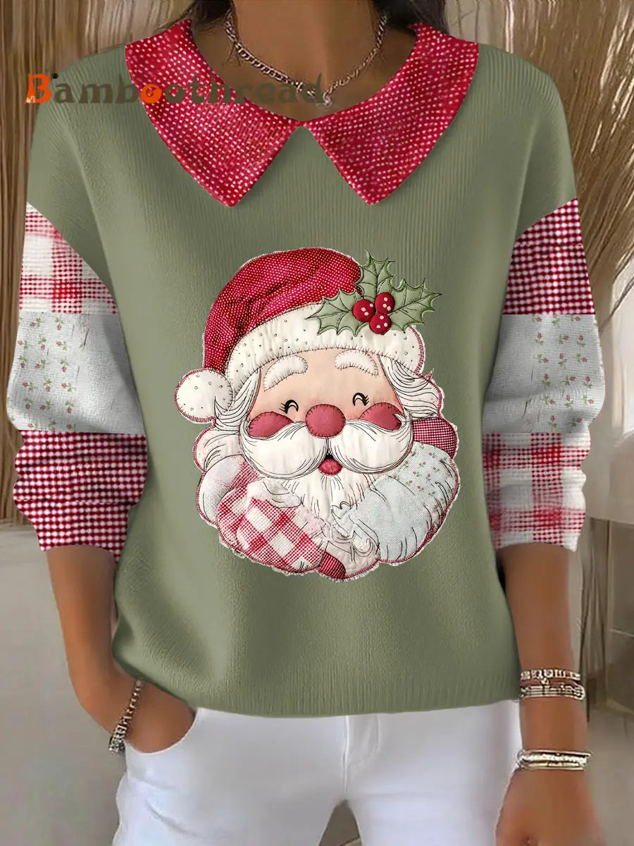 Women's Funny Christmas Santa Art Printed Tops - Image 5