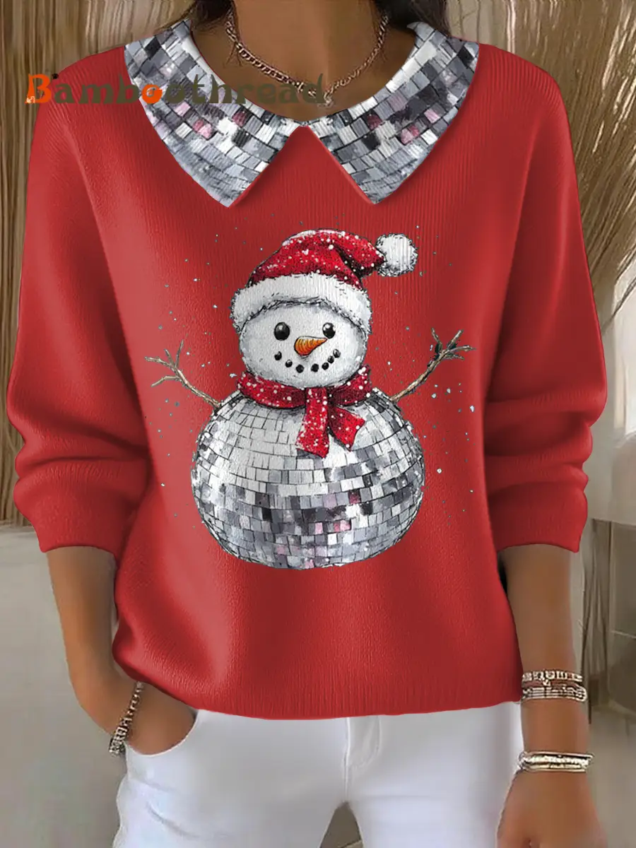 Women's Funny Christmas Santa Art Printed Tops - Image 3
