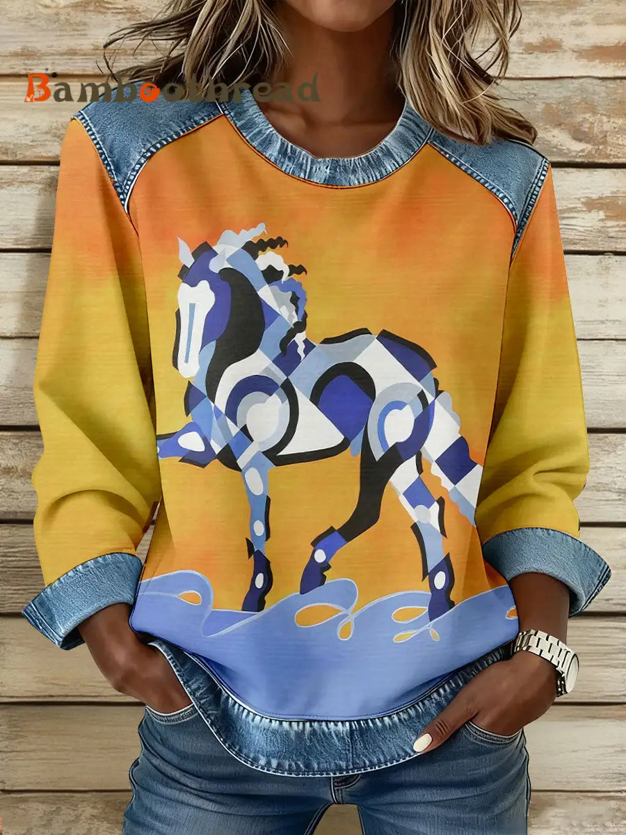 Women's Geometric Horse Art Sweatshirts