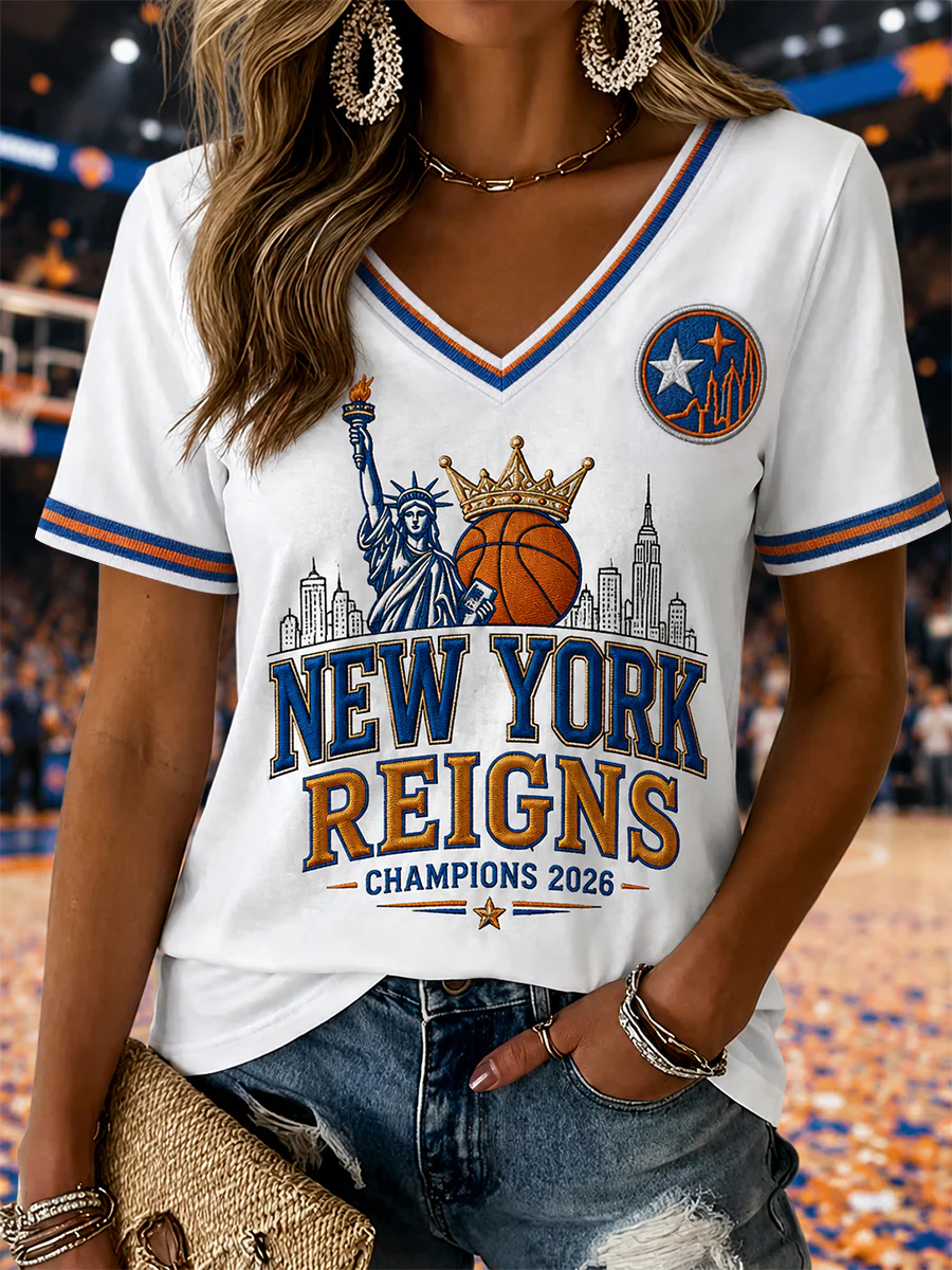 Women's Gift For Basketball Fans Print Casual V-Neck Tee