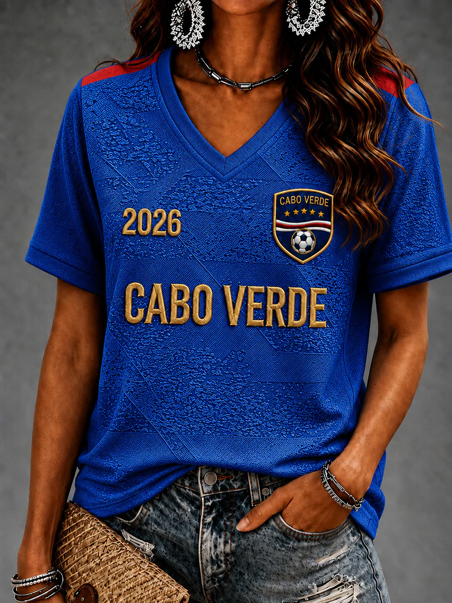 Women's Gift For Football Fans Print Casual Short Sleeve V-Neck T-shirt