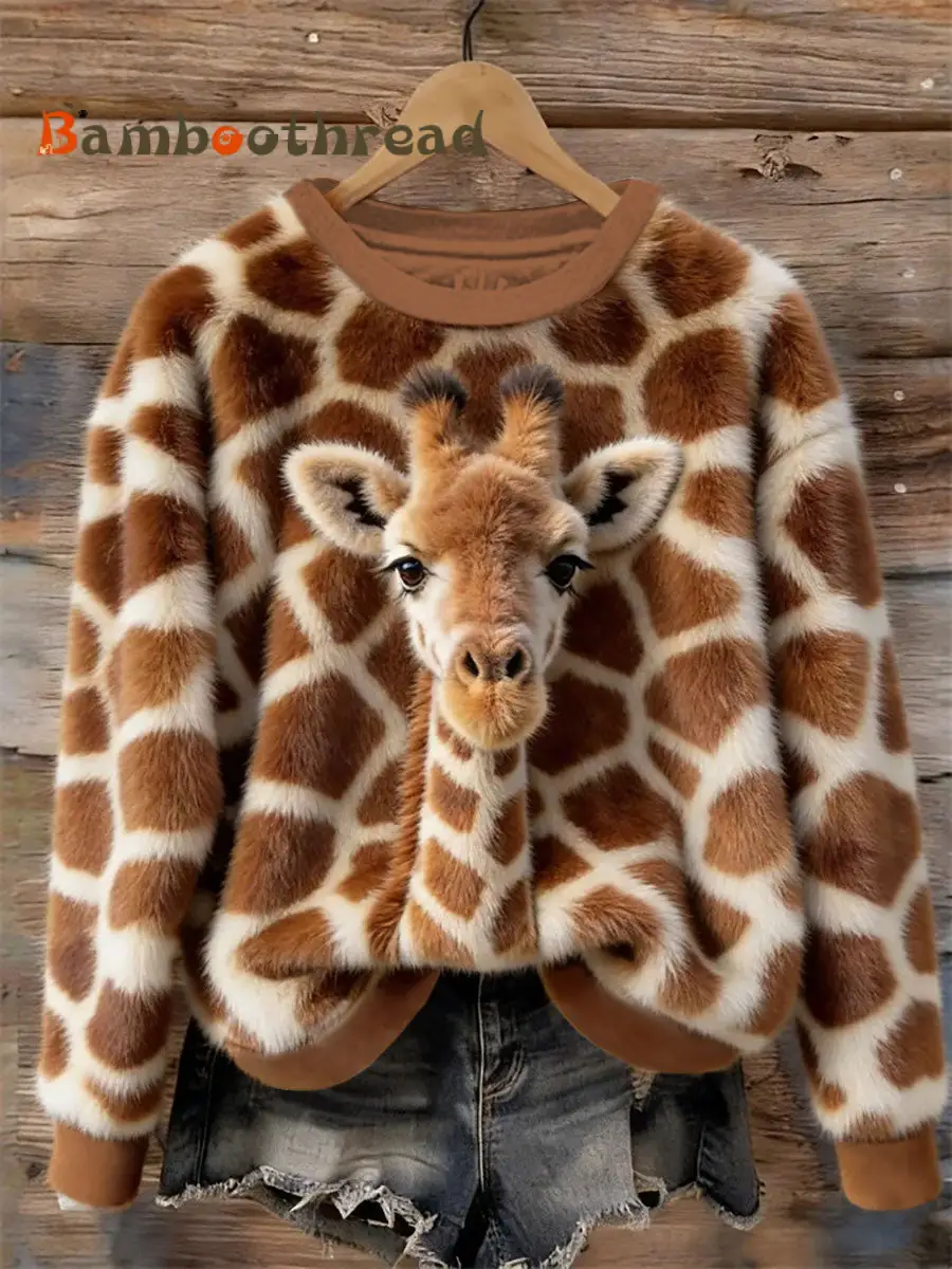 Women's Giraffe Art Print Casual Sweatshirt