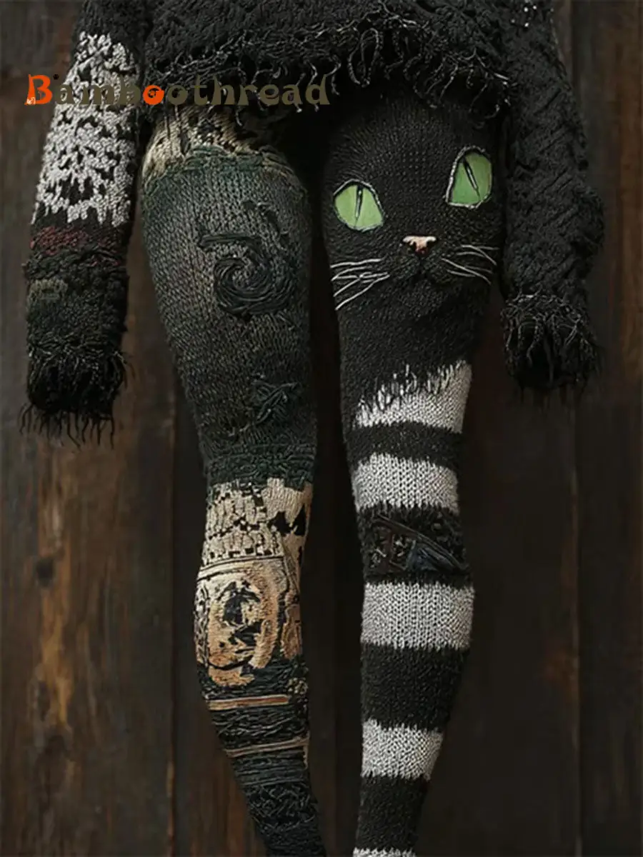 Women's Halloween Cat Print Casual Leggings