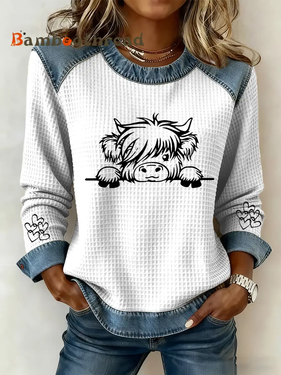 Women's Highland Cow Art Print Casual Top