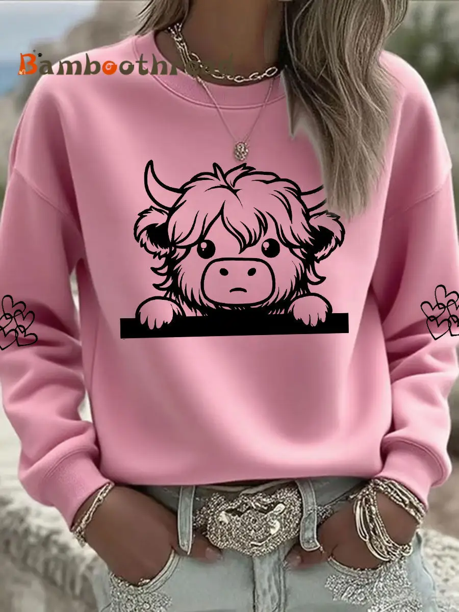 Women's Highland Cow Print Casual Sweatshirt