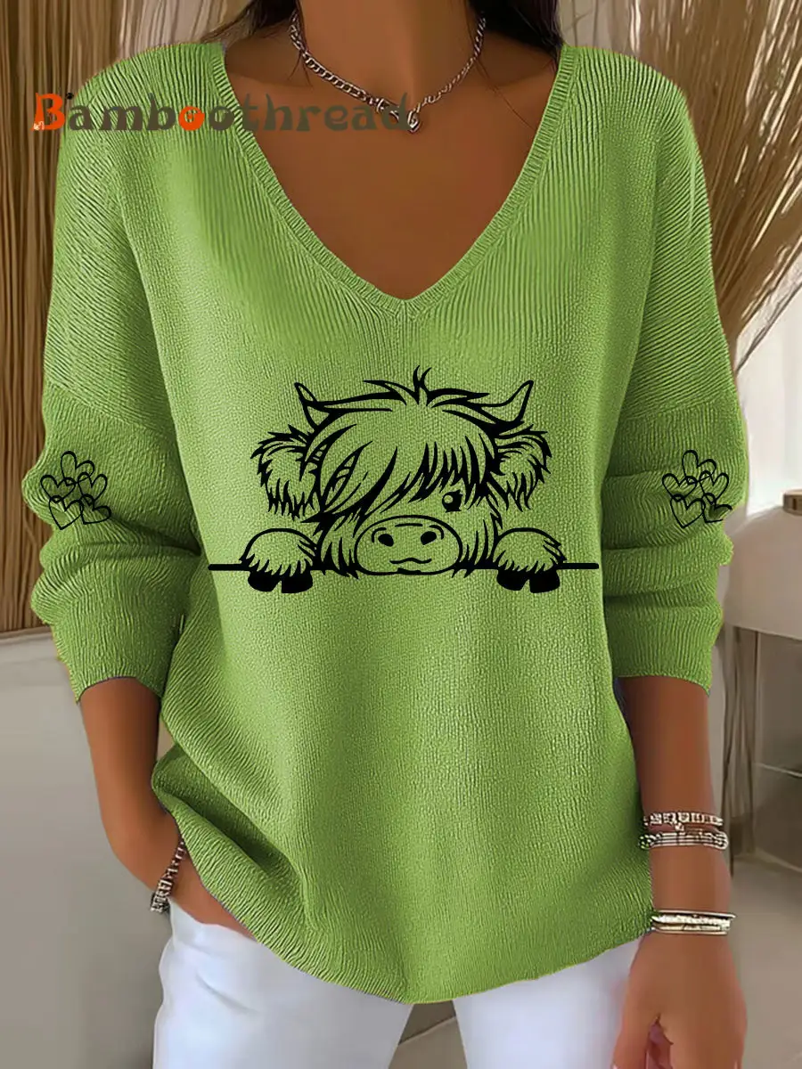 Women's Highland Cow Print Casual Top