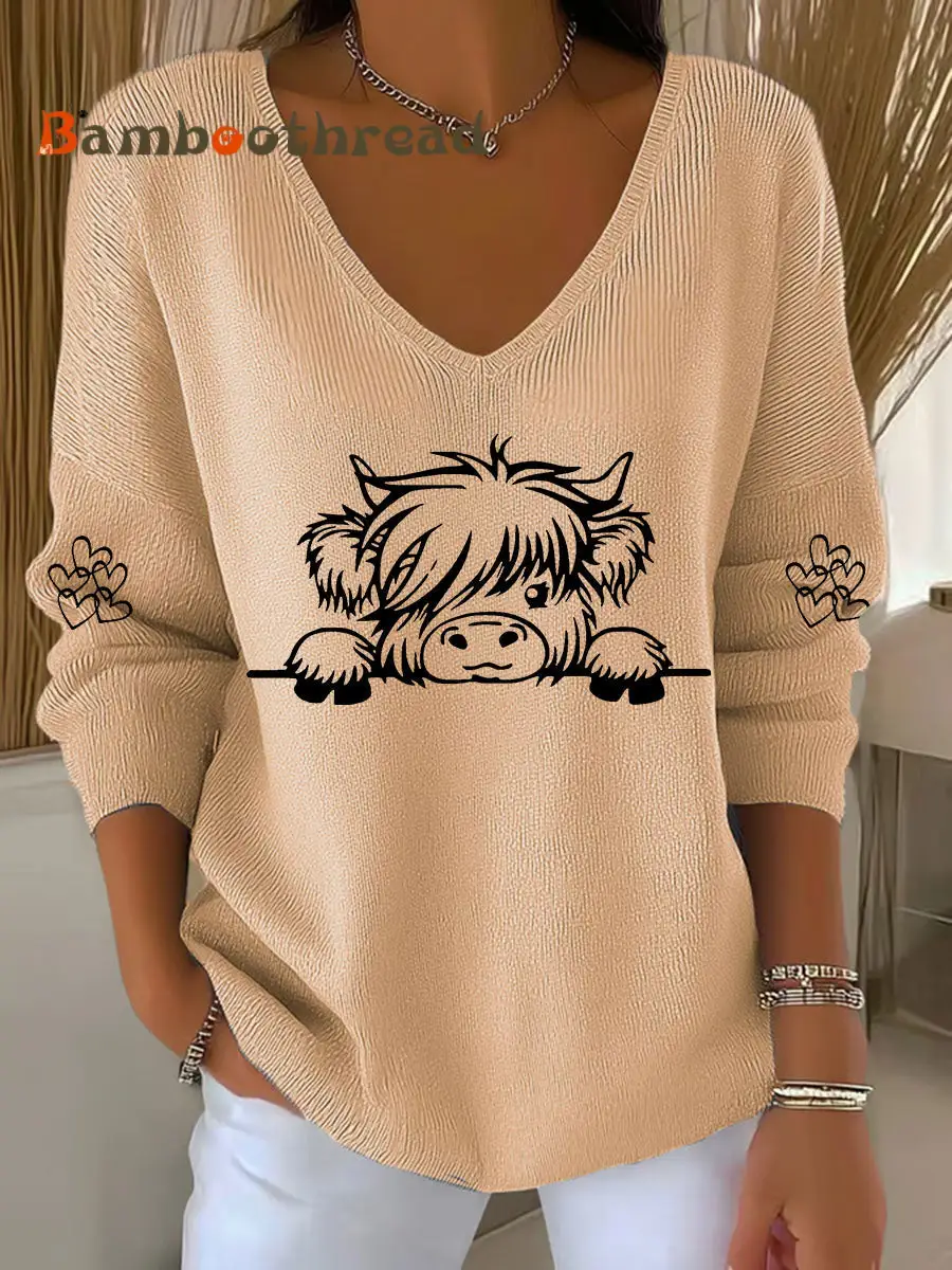 Women's Highland Cow Print Casual Top - Image 4