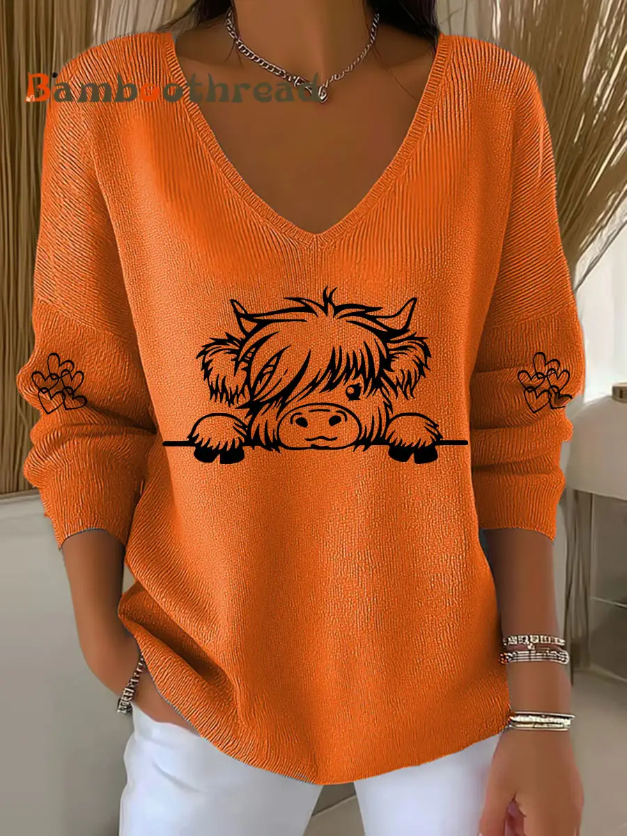 Women's Highland Cow Print Casual Top - Image 5