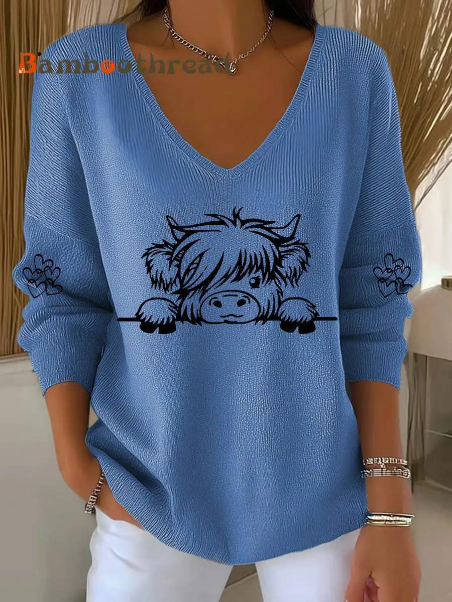 Women's Highland Cow Print Casual Top - Image 6
