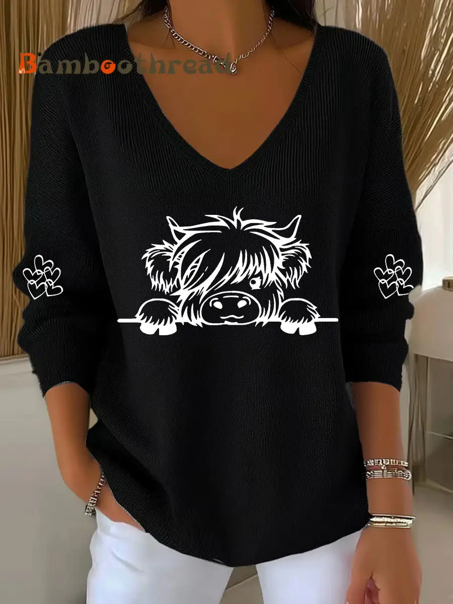 Women's Highland Cow Print Casual Top - Image 7