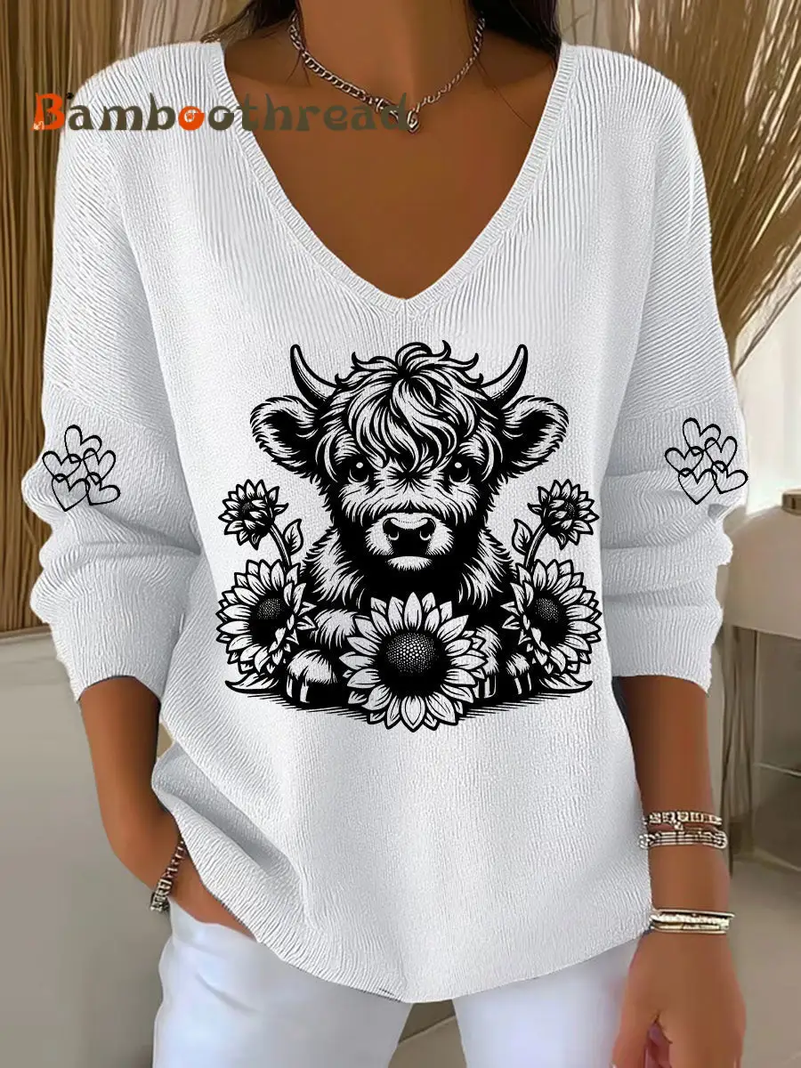 Women's Highland Cow Print Casual Top - Image 2
