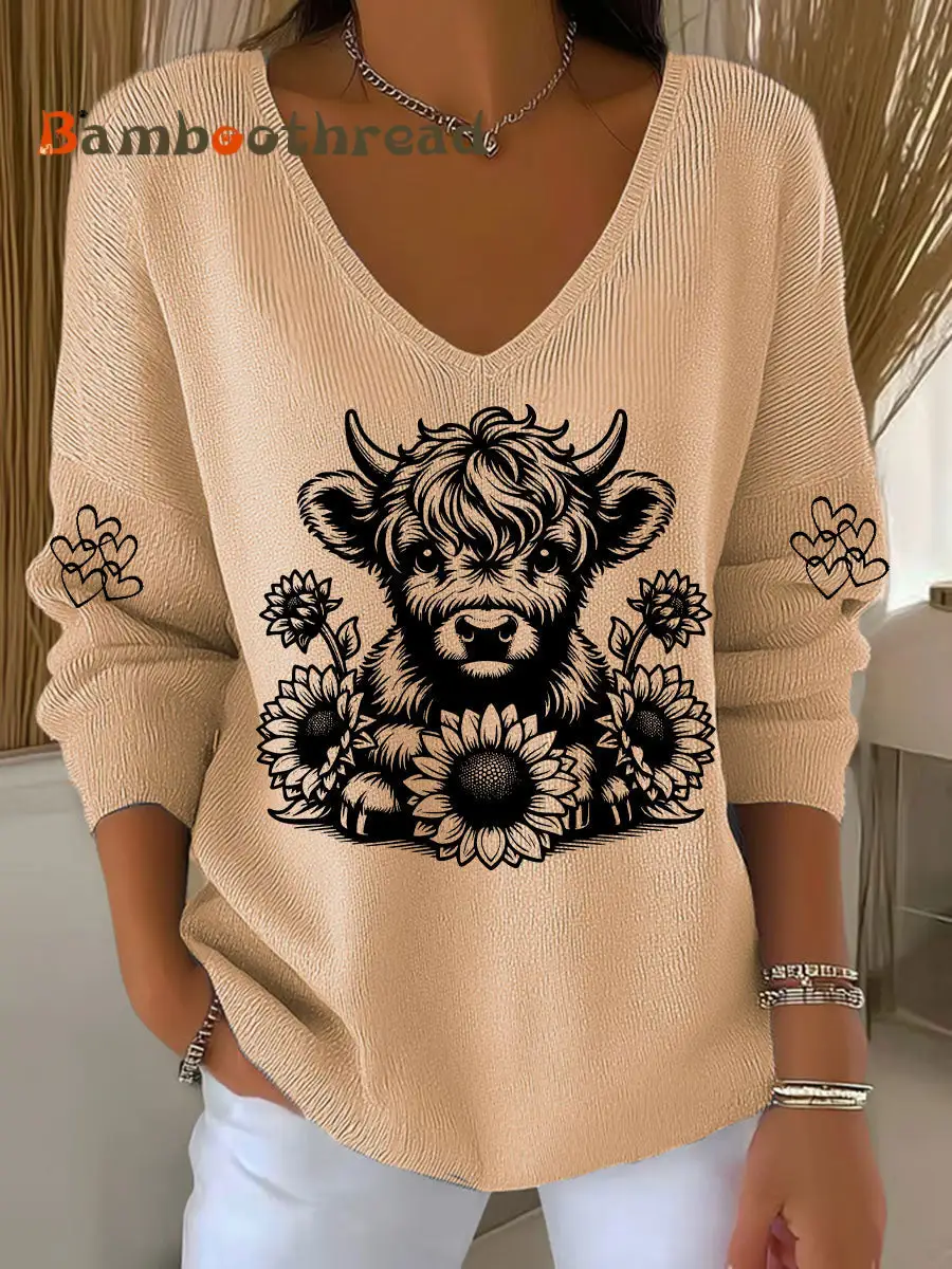 Women's Highland Cow Print Casual Top - Image 3