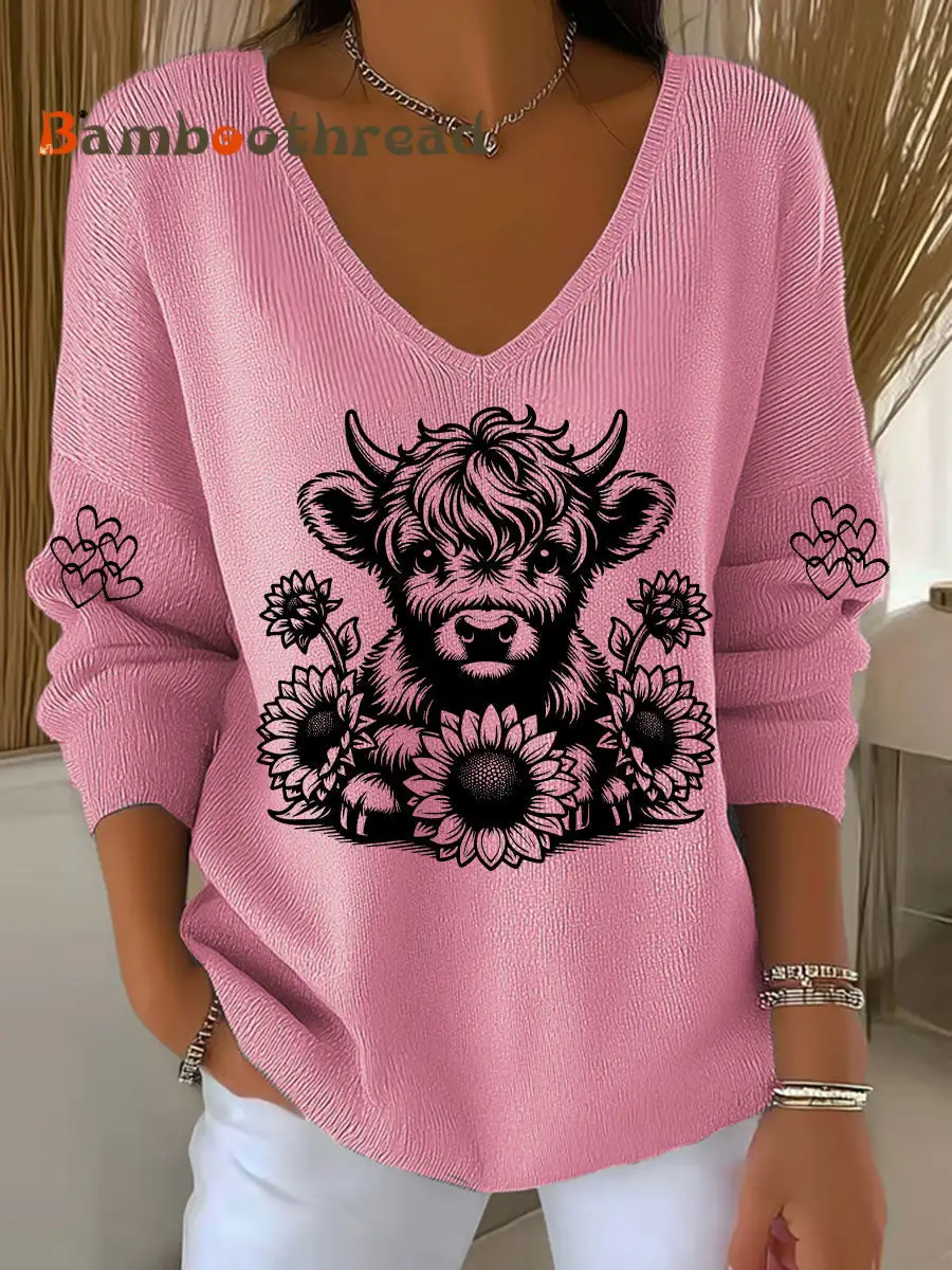 Women's Highland Cow Print Casual Top - Image 4