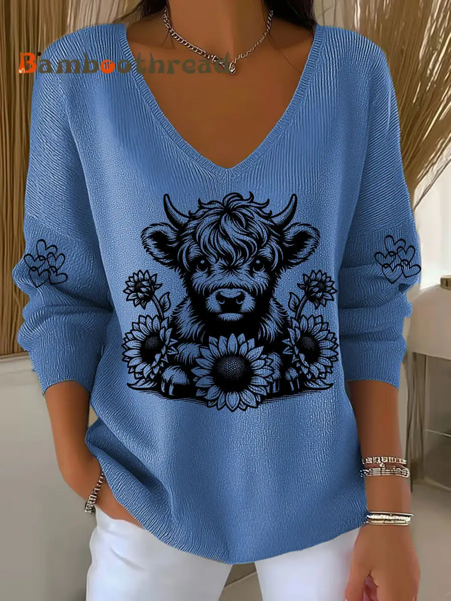 Women's Highland Cow Print Casual Top - Image 5