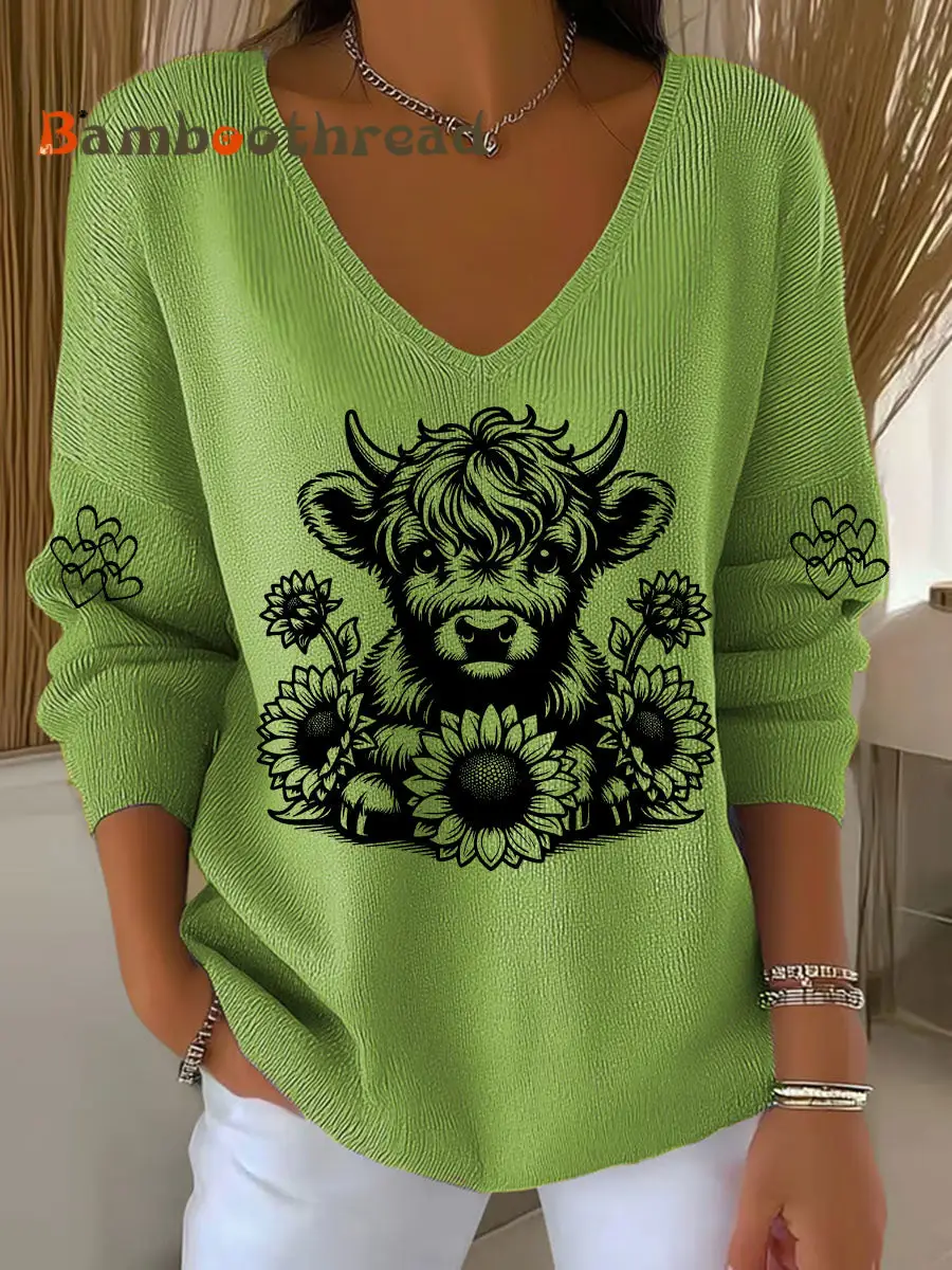 Women's Highland Cow Print Casual Top - Image 6
