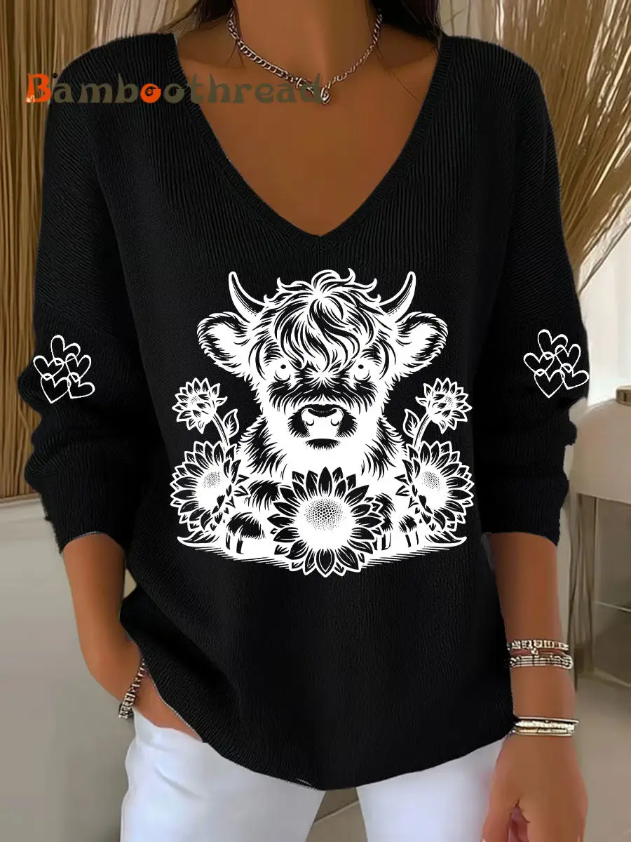 Women's Highland Cow Print Casual Top - Image 7