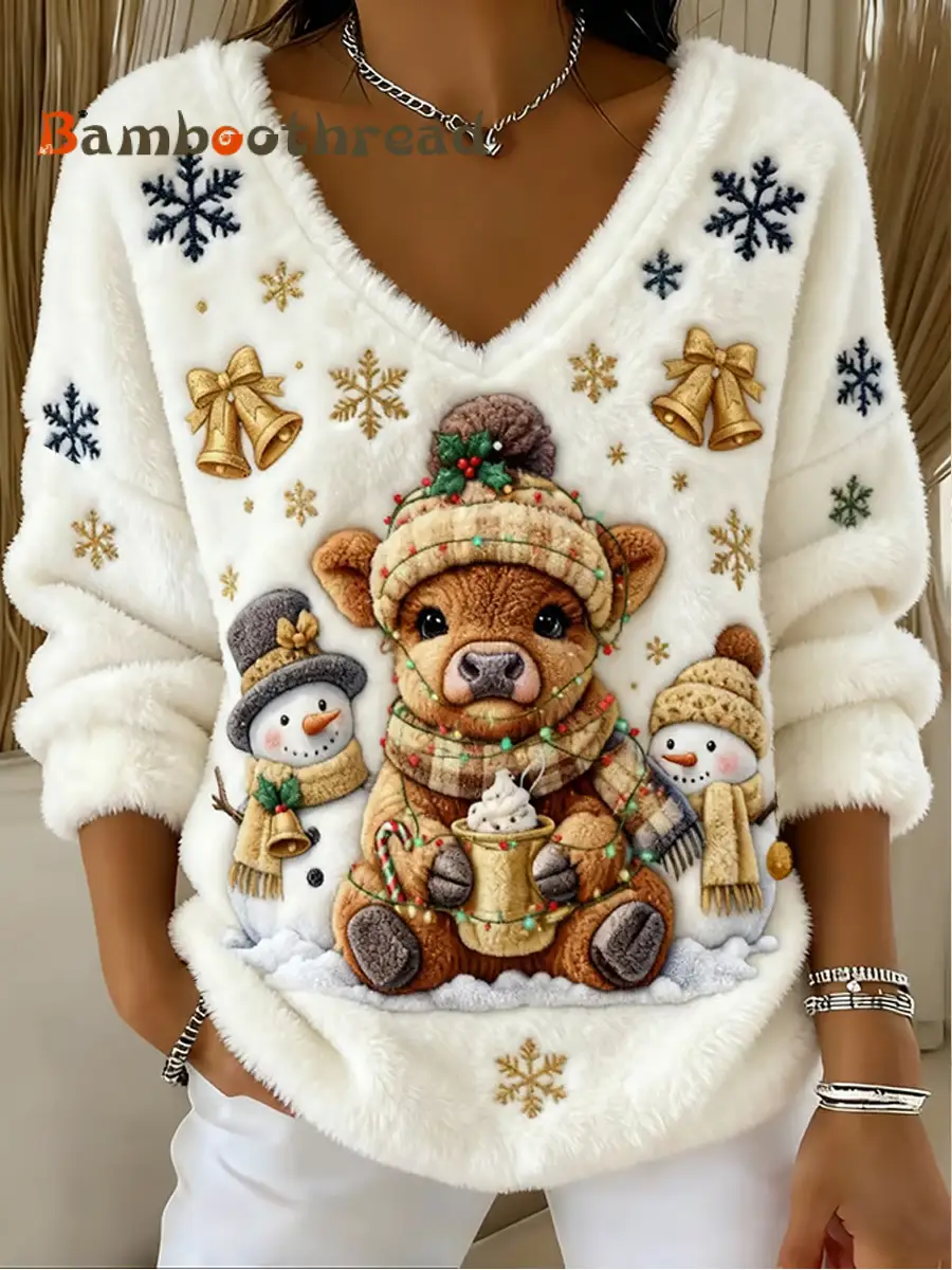 Women's Highland Cow Print Casual Top