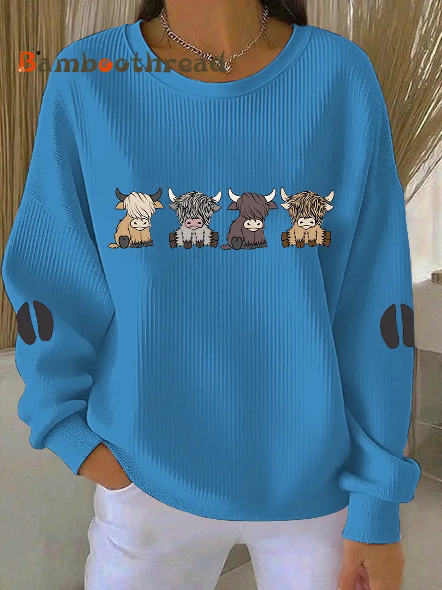 Women's Highland Cow Printed Sweatshirt - Image 2