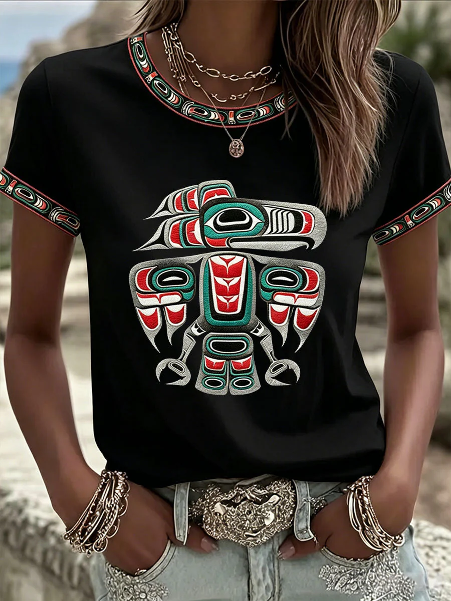 Women's Indigenous Art Casual T-shirt - Image 2