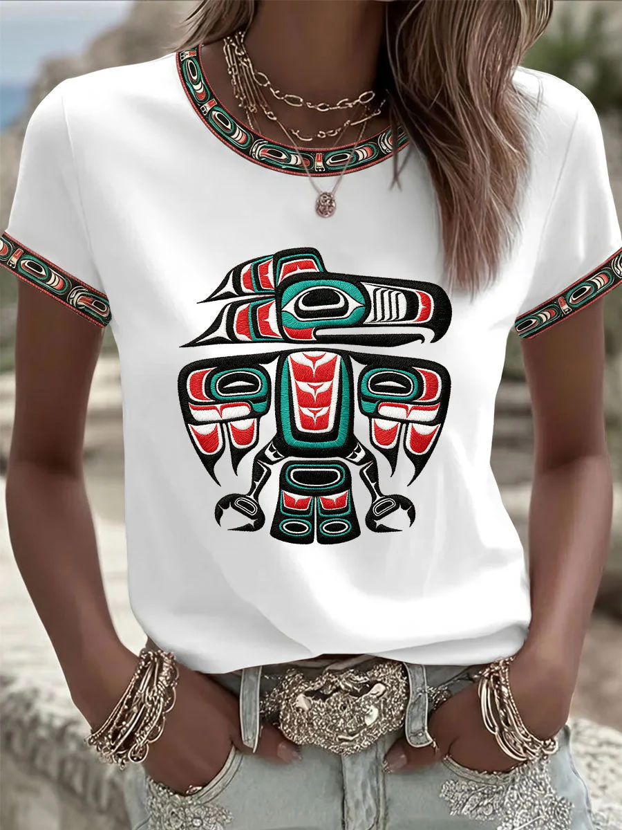 Women's Indigenous Art Casual T-shirt - Image 3