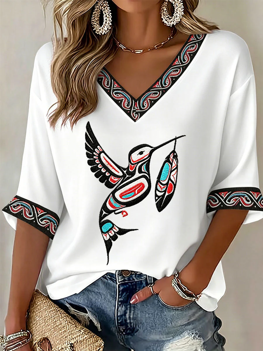 Women's Indigenous Totem Art Casual T-shirt - Image 2
