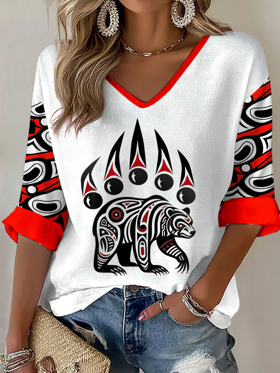Women's Indigenous Totem Art Casual T-shirt - Image 2