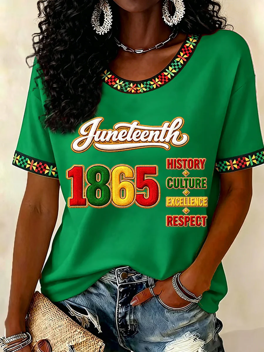 Women's Juneteenth Print Casual Tee - Image 3
