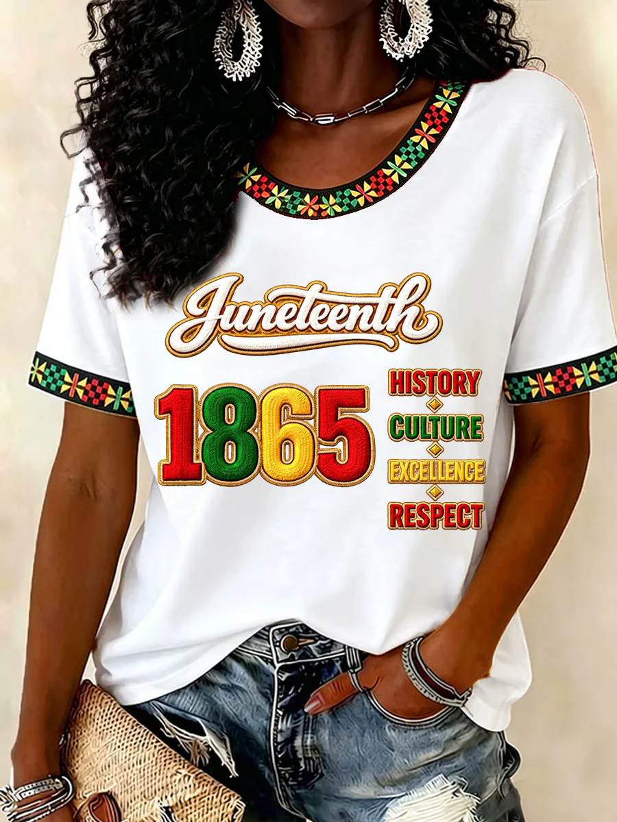 Women's Juneteenth Print Casual Tee - Image 4