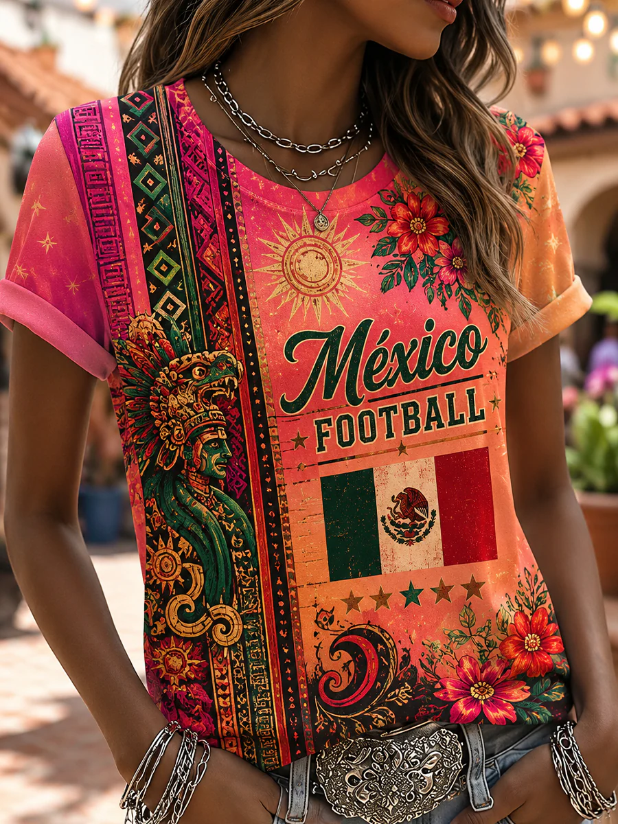 Women's Mexican Football Match Cheering Element Art Print T-Shirt