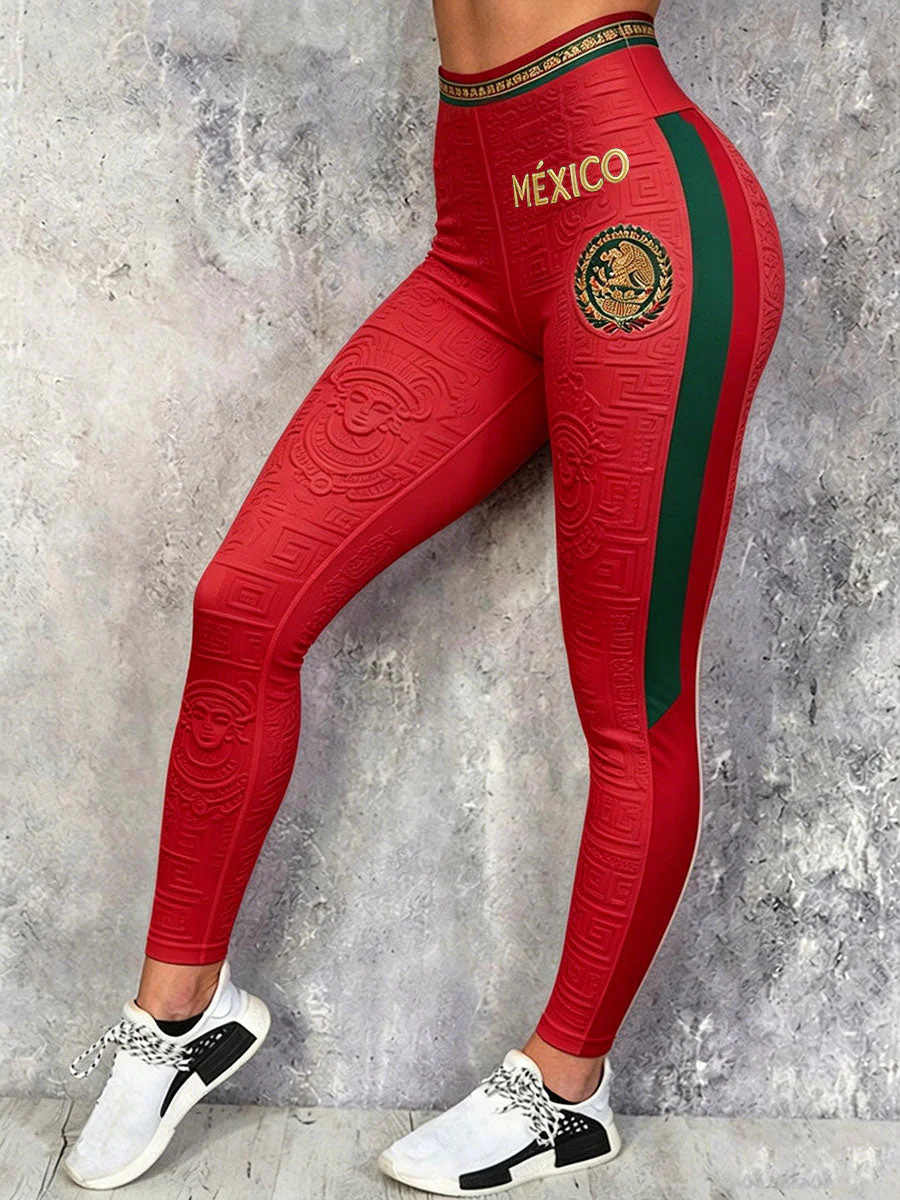 Women's Mexico Football Lover Art Printed Leggings - Image 3