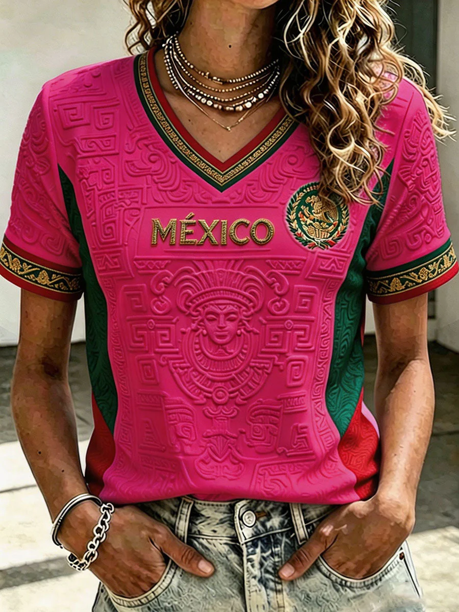 Women's Mexico Football Lover Art Printed T-shirt - Image 2
